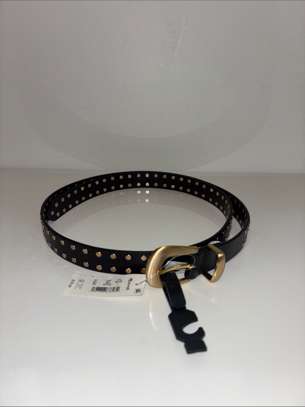 Madewell Studded Black Leather Belt Gold Hardware Sz large NWT NEW Whimsigoth